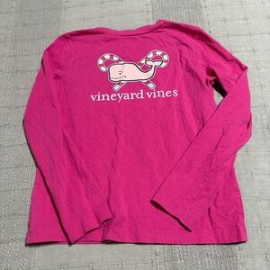Vineyard Vines Girls' Long-Sleeve Christmas Whale Graphic Tee - Pink